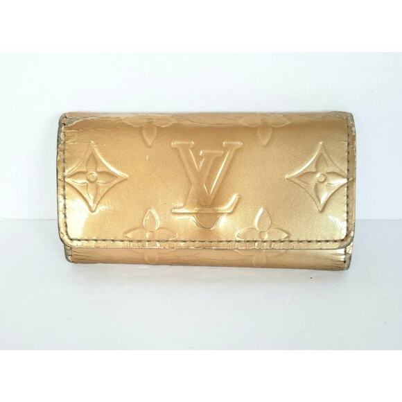 Louis Vuitton Vernis Key Case Holder Yellow 4 Hooks Monogram Luxury Vintage - Picture 4 of 12
